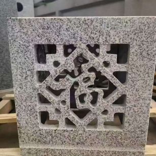 咸宁 芝麻白花岗岩镂空雕花灯笼