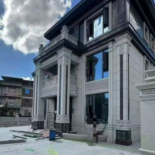 咸宁 别墅干挂，芝麻白与芝麻黑完美配合