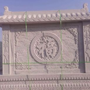 咸宁 芝麻白花岗岩屏风，照壁，影壁