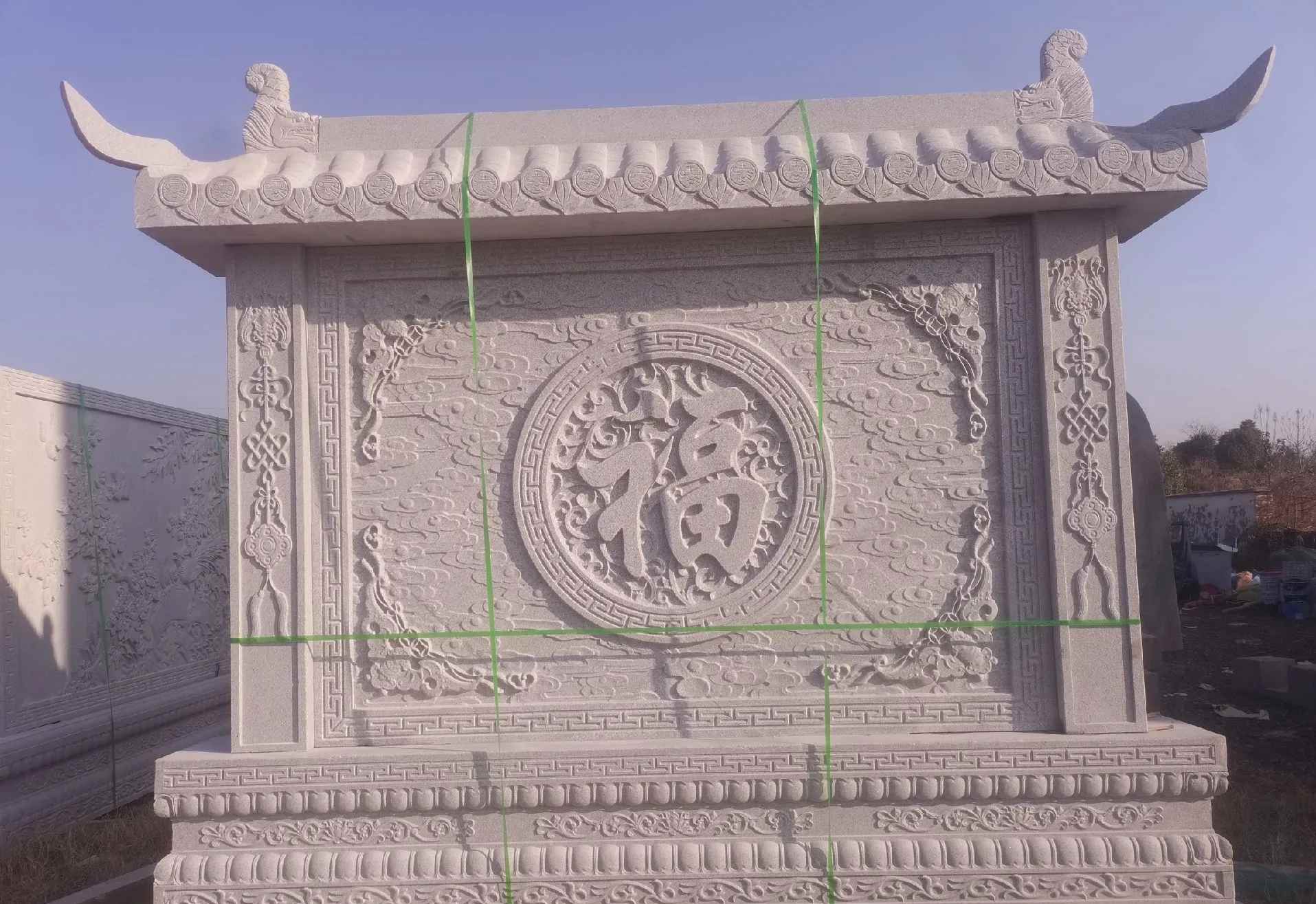 咸宁 芝麻白花岗岩屏风，照壁，影壁